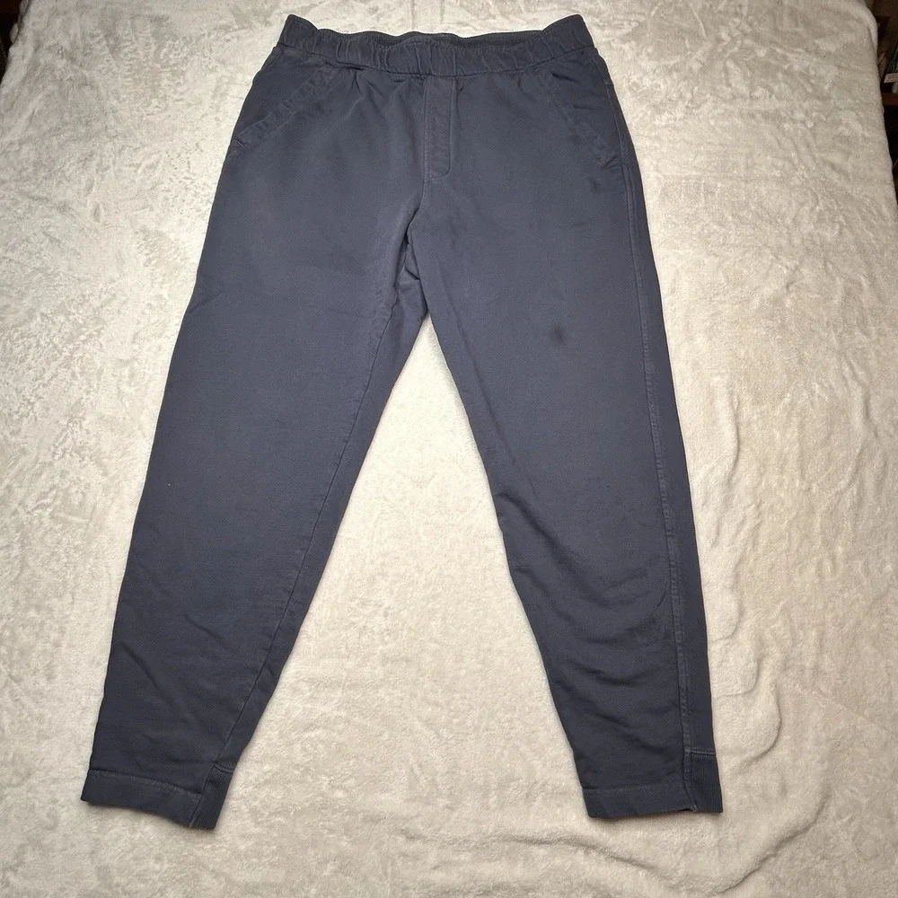 Vrst Men's Large Blue Washed Twill Terry Jogger Pockets Pull On‎ Elastic Waist